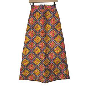 Vintage 70s Lanz Original Quilted Maxi Skirt Floral Boho Hippie Size 2 Festival